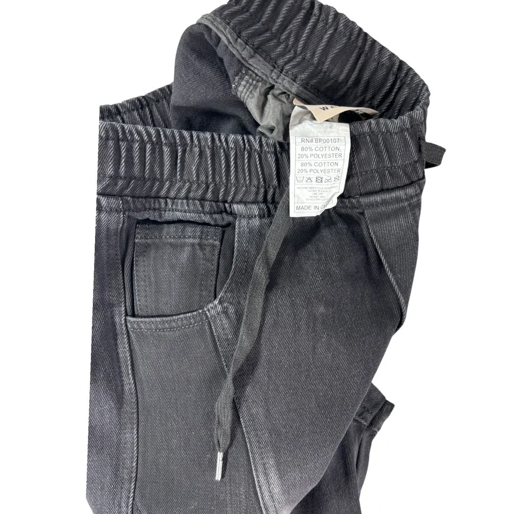Watson Baggy Fit Jeans Mens‎ 30 Black Distressed Denim Drawstring Waist Straight
